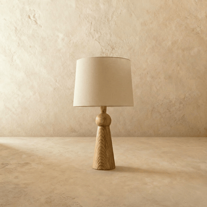Velaris Modern Fabric Wood Table Lamp Warm E27 Glow for Bedroom and Living Room