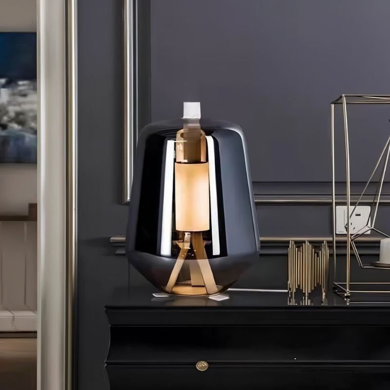 Silverain Modern Metal LED Table Lamp with Warm Glow for Bedroom Nightstands