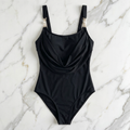Black U-Neck Bandeau One-Piece Swimsuit