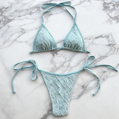 Cyan Jacquard Bikini Set - image 5