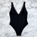 Solid Black Bralette One-Piece Swimsuit - image 5