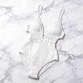 White Textured Bralette One-Piece Swimsuit - image 5