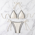White Triangle Contrast Bikini Set - image 5