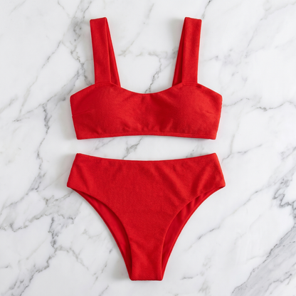 Red Low-Rise Bikini Set for Women - image 5