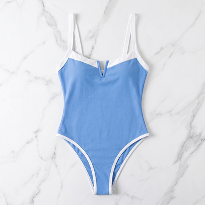 Blue Contrast Underwire One-Piece Swimsuit - image 5