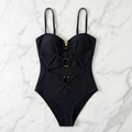 Chain Cutout Ring-Linked Monokini One-Piece Swimsuit for Women