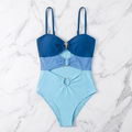 Color Block Cutout Ring-Linked Monokini One-Piece Swimsuit for Women