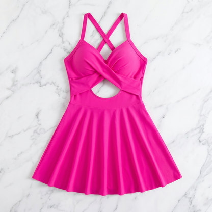 Cutout V-Neck Swimdress