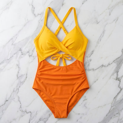 Color Block High-Waisted Tummy Control One-Piece