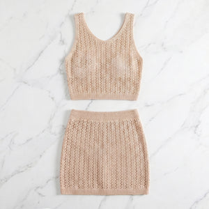V-Neck Crochet Beach Cover-Up