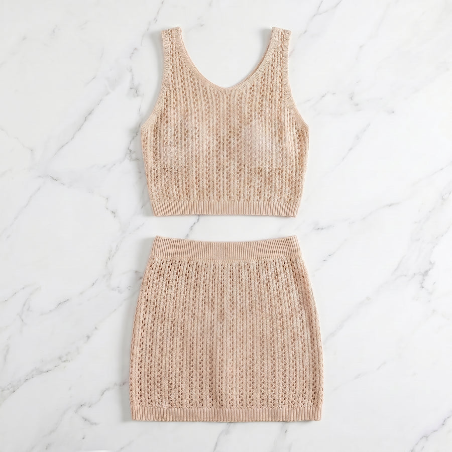 V-Neck Crochet Beach Cover-Up