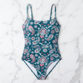 Sea Print Tummy Control Ruched One-Piece