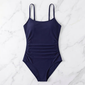 Solid Tummy Control Ruched One-Piece