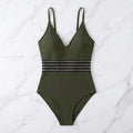 Tummy Control Stripe V-Neck One-Piece