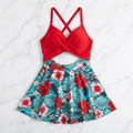 Floral High-Waisted Tummy Control Cutout Swimdress for Women