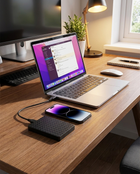 Portable External Hard Drive Scale Reference - on desk next to laptop and phone