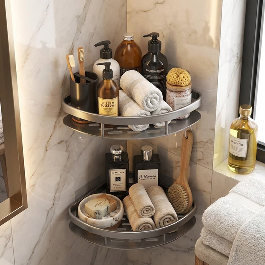 Curved Aluminum Shower Caddy - Secondary Lifestyle
