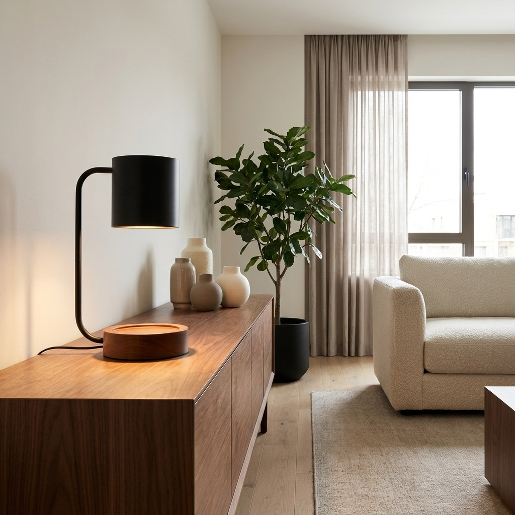 Kioro Warm Wood Dimmable Table Lamp Japanese Minimalist Bedside Light with Timer