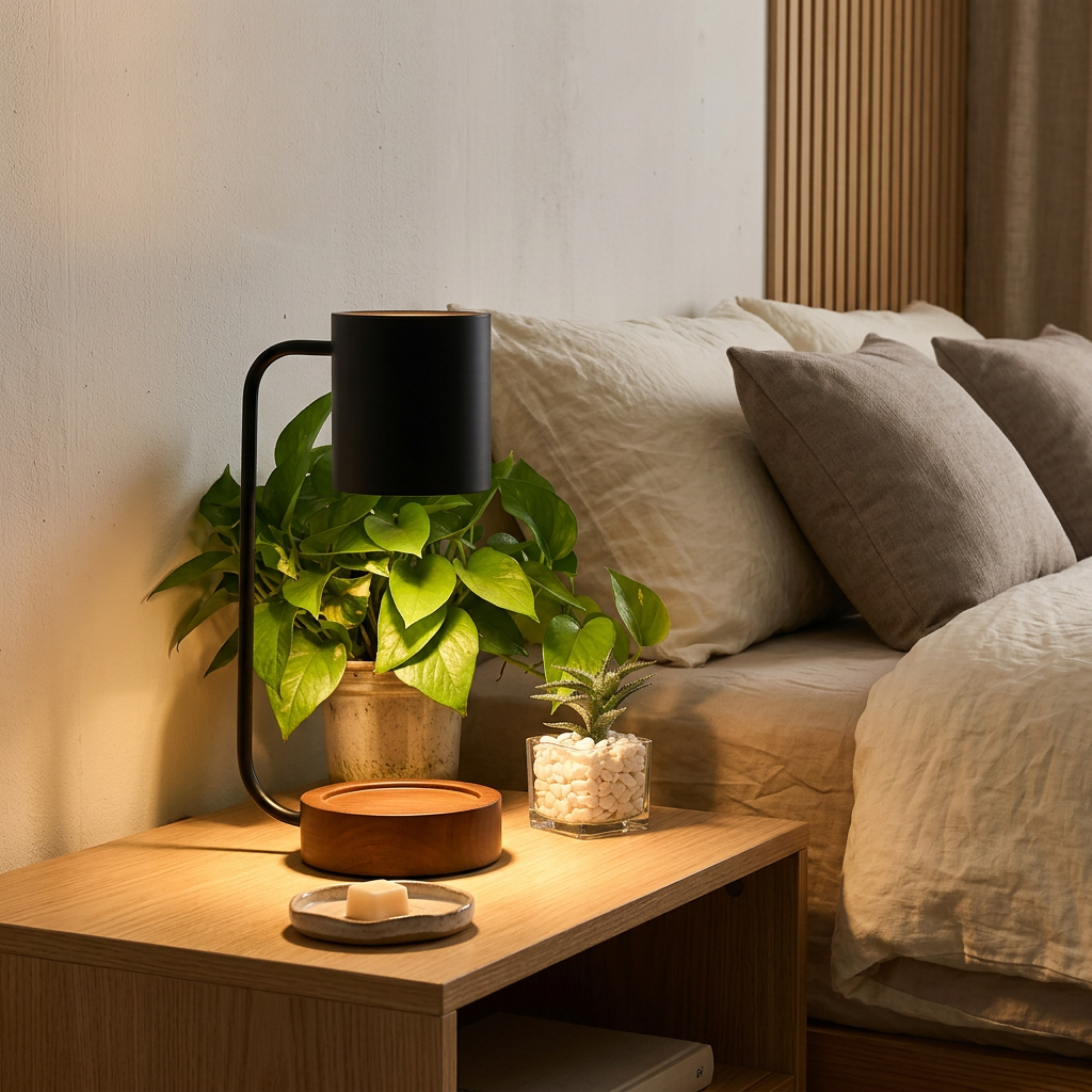 Kioro Warm Wood Dimmable Table Lamp Japanese Minimalist Bedside Light with Timer