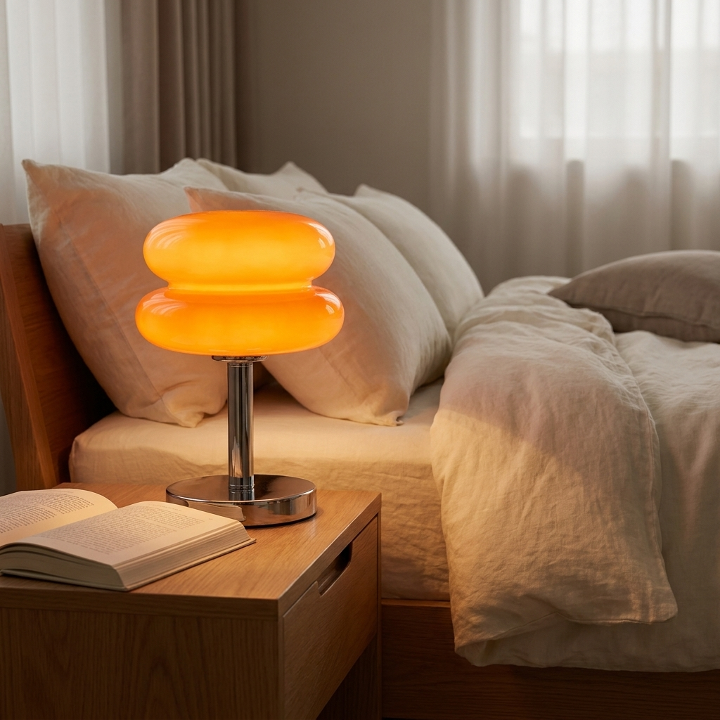 Tartina Sculpted Glass Table Lamp Modern Decorative Accent Light for Living Room and Bedroom