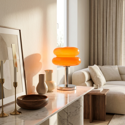 Tartina Sculpted Glass Table Lamp Modern Decorative Accent Light for Living Room and Bedroom