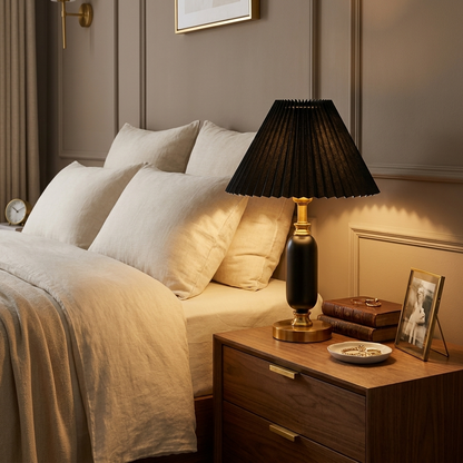 Colette Pleated Shade Table Lamp Classic French Column Light for Bedroom and Study