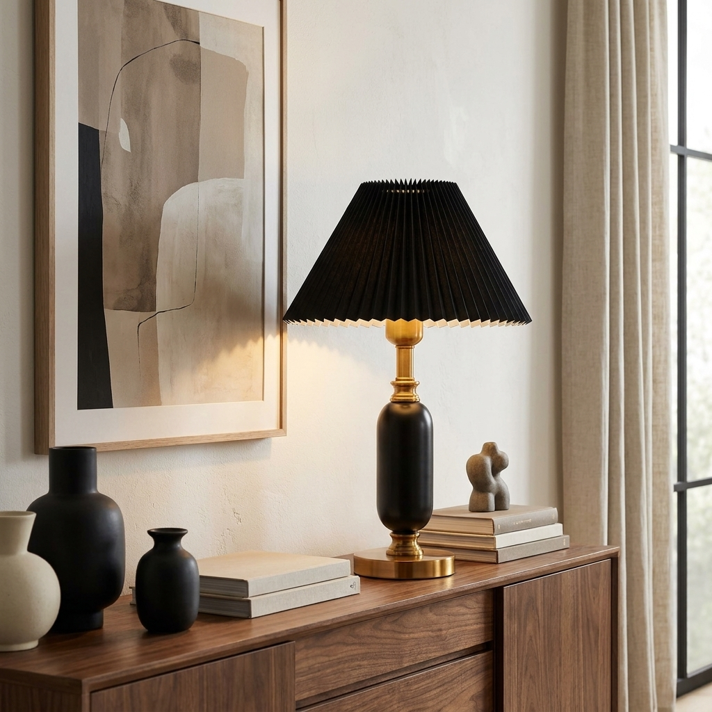 Colette Pleated Shade Table Lamp Classic French Column Light for Bedroom and Study