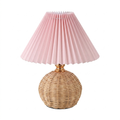 Vionna Rattan Pleated Cone LED Table Lamp Cordless Dimmable Light for Bedroom