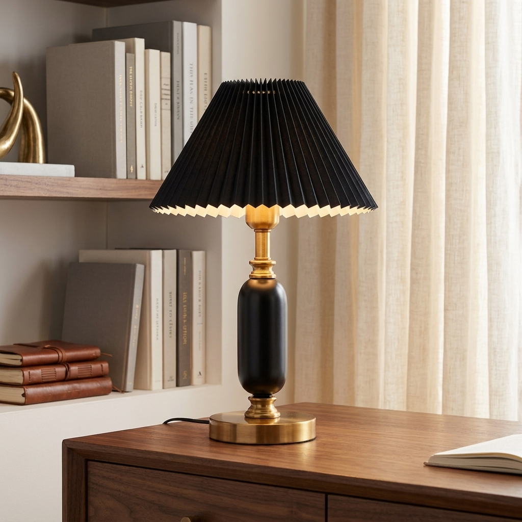 Colette Pleated Shade Table Lamp Classic French Column Light for Bedroom and Study