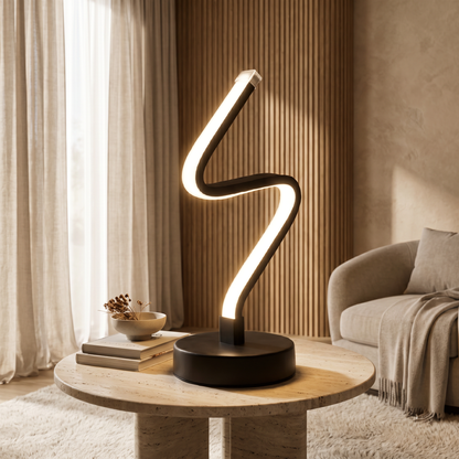 Noirelle Modern Black Aluminum LED Table Lamp Sculptural Bedside Accent Light
