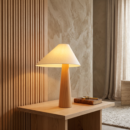 Verdoni Contemporary Fabric Wood Table Lamp with Warm E27 Glow for Boho Bedrooms
