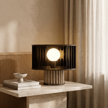 Elmira Rustic Glass Metal Table Lamp with Warm E27 Glow for Bedroom Nightstands