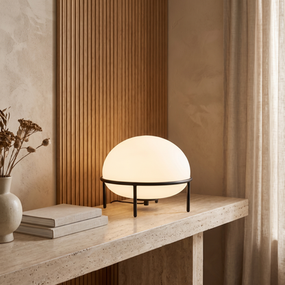 Isolde Contemporary Black Glass Table Lamp with Soft Ambient Glow for Bedroom Nightstands