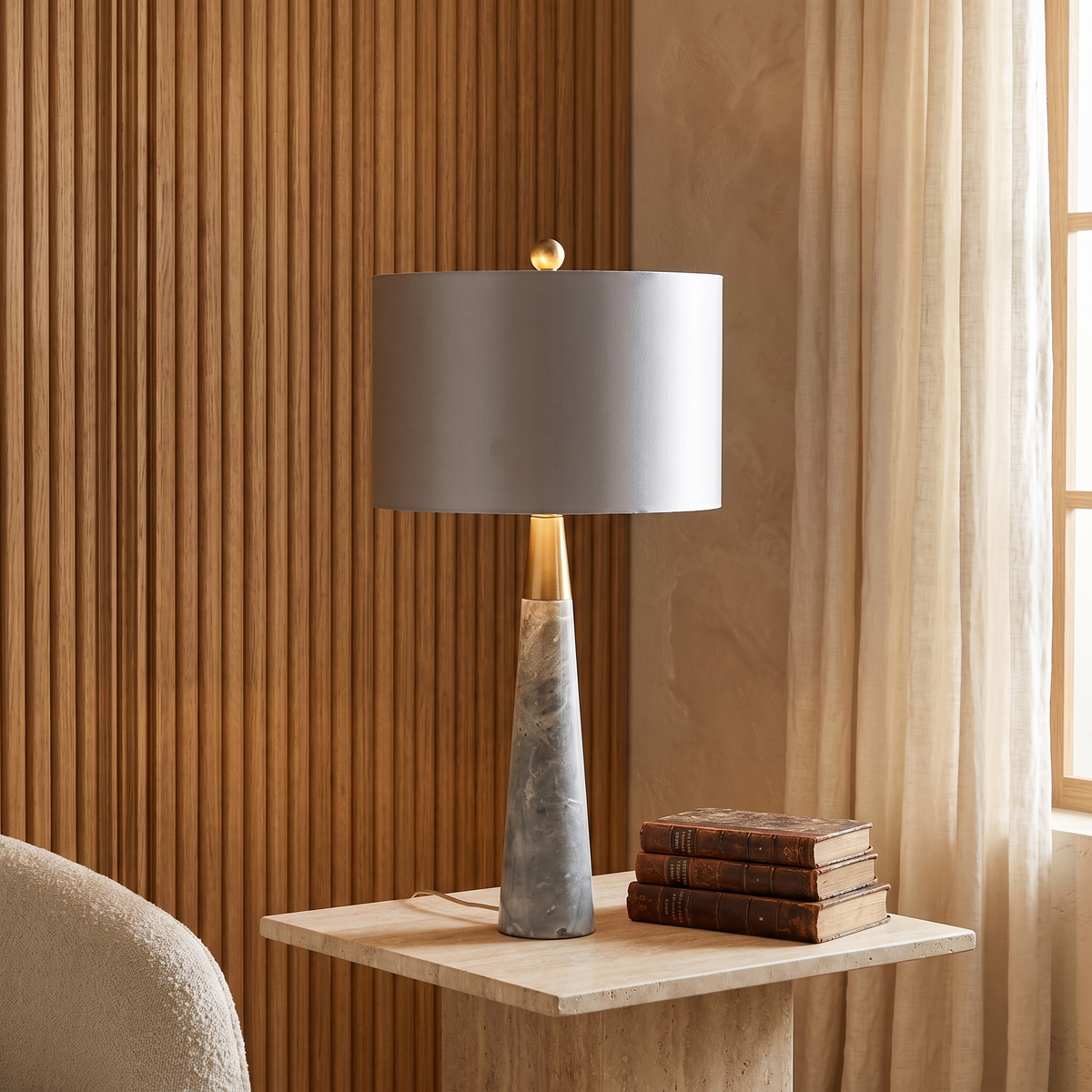 Pravelle Modern Fabric Table Lamp with Warm E27 Glow for Living Room Styling