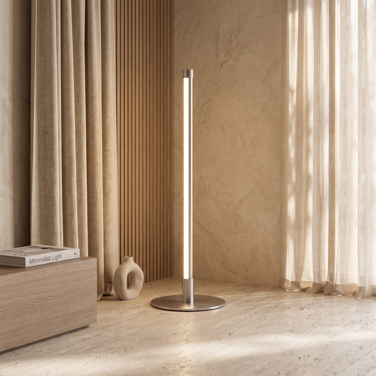 Nervesa Modern Metal LED Table Lamp for Bedroom and Living Room Accent Lighting