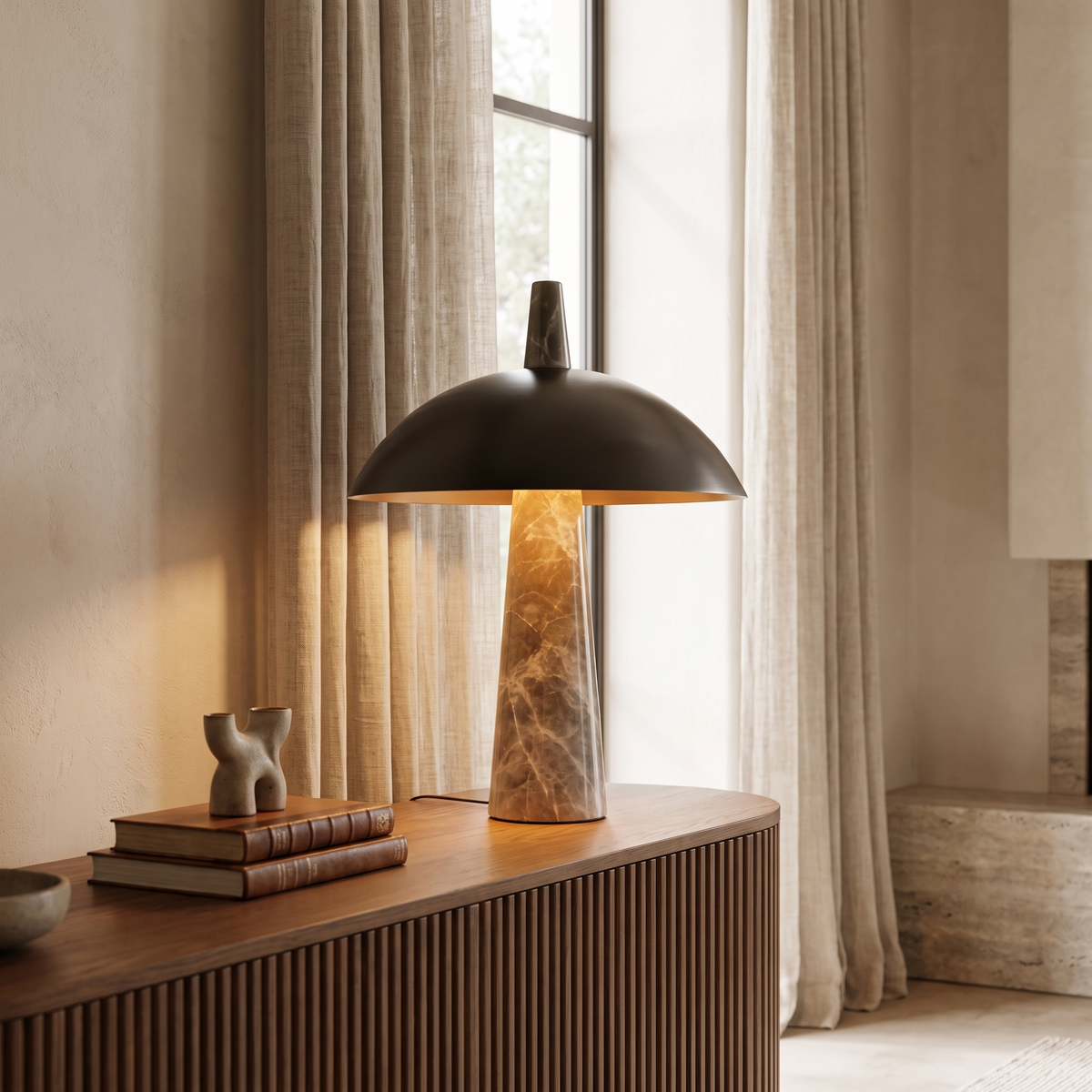 Rosalind Modern Marble Steel Table Lamp with Adjustable E27 Glow for Bedroom