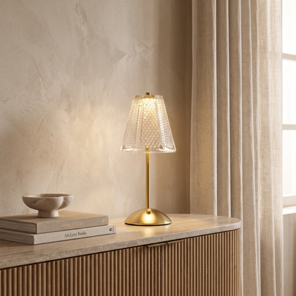 Dorevelle Retro Acrylic Metal Table Lamp with Integrated LED for Bedroom Nightstands