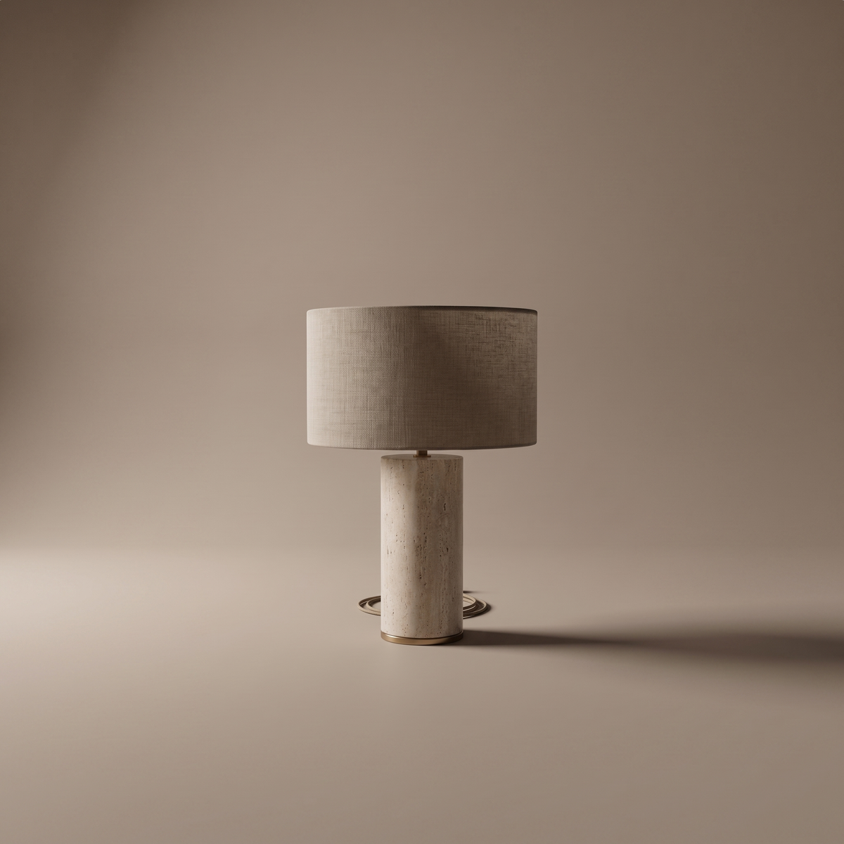 Seraphel wide marble and fabric table lamp on a neutral studio backdrop