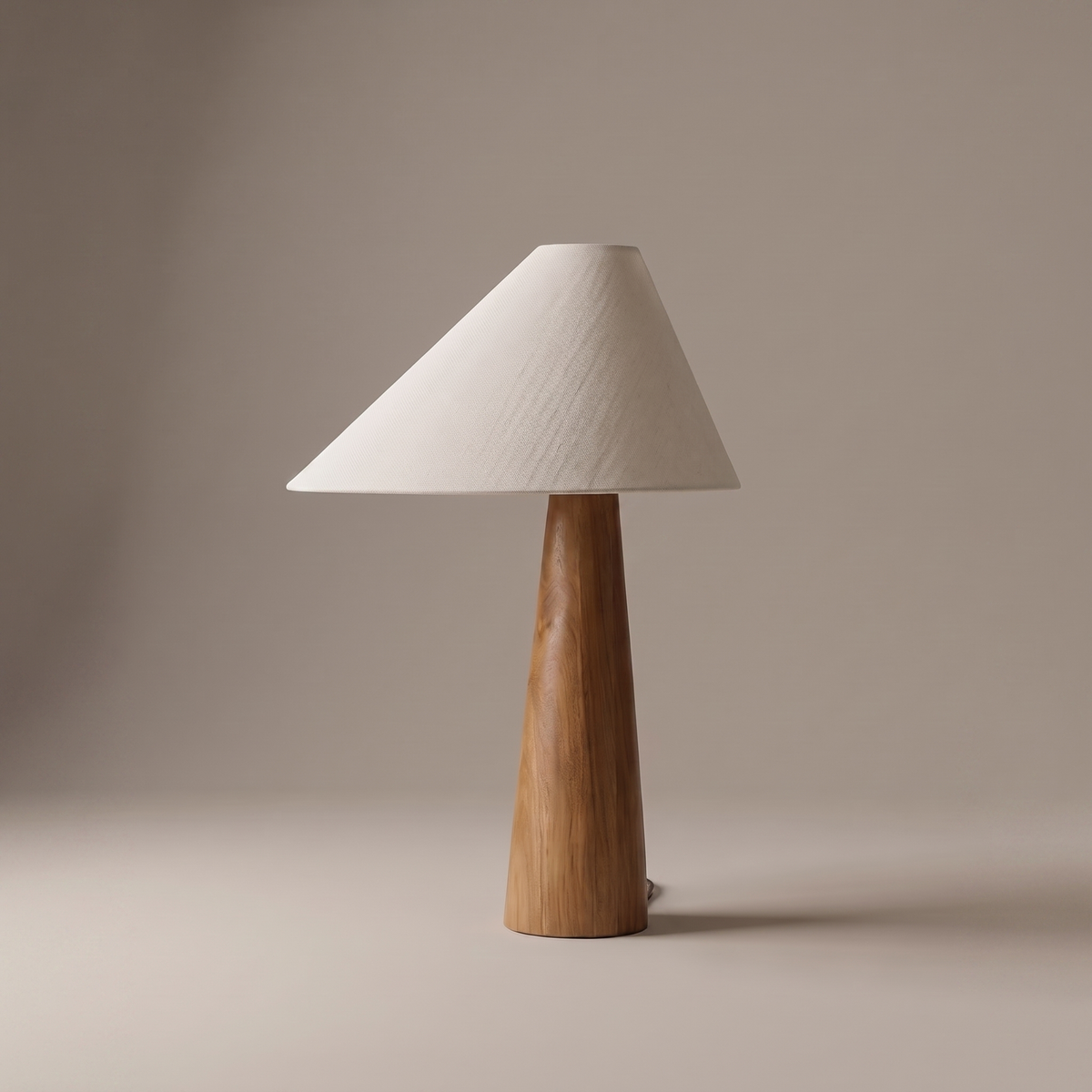 Verdoni organic fabric and wood table lamp, clean studio product shot