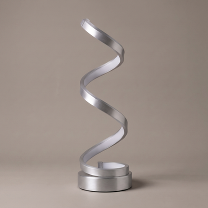 Cordelia aluminum LED table lamp, clean studio product shot on a warm-greige backdrop