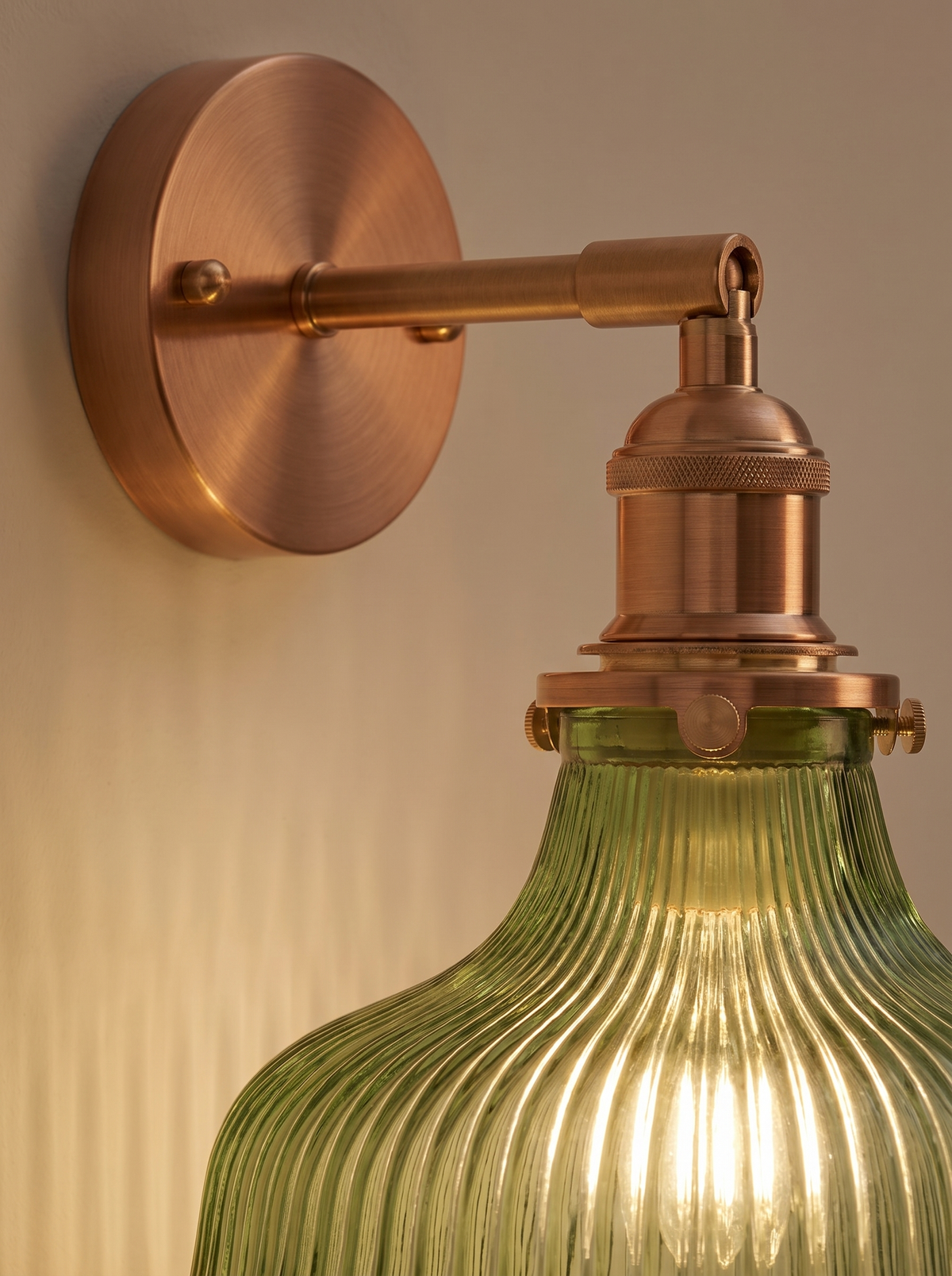 Bellarose wall sconce close up, Cast in Warm Copper