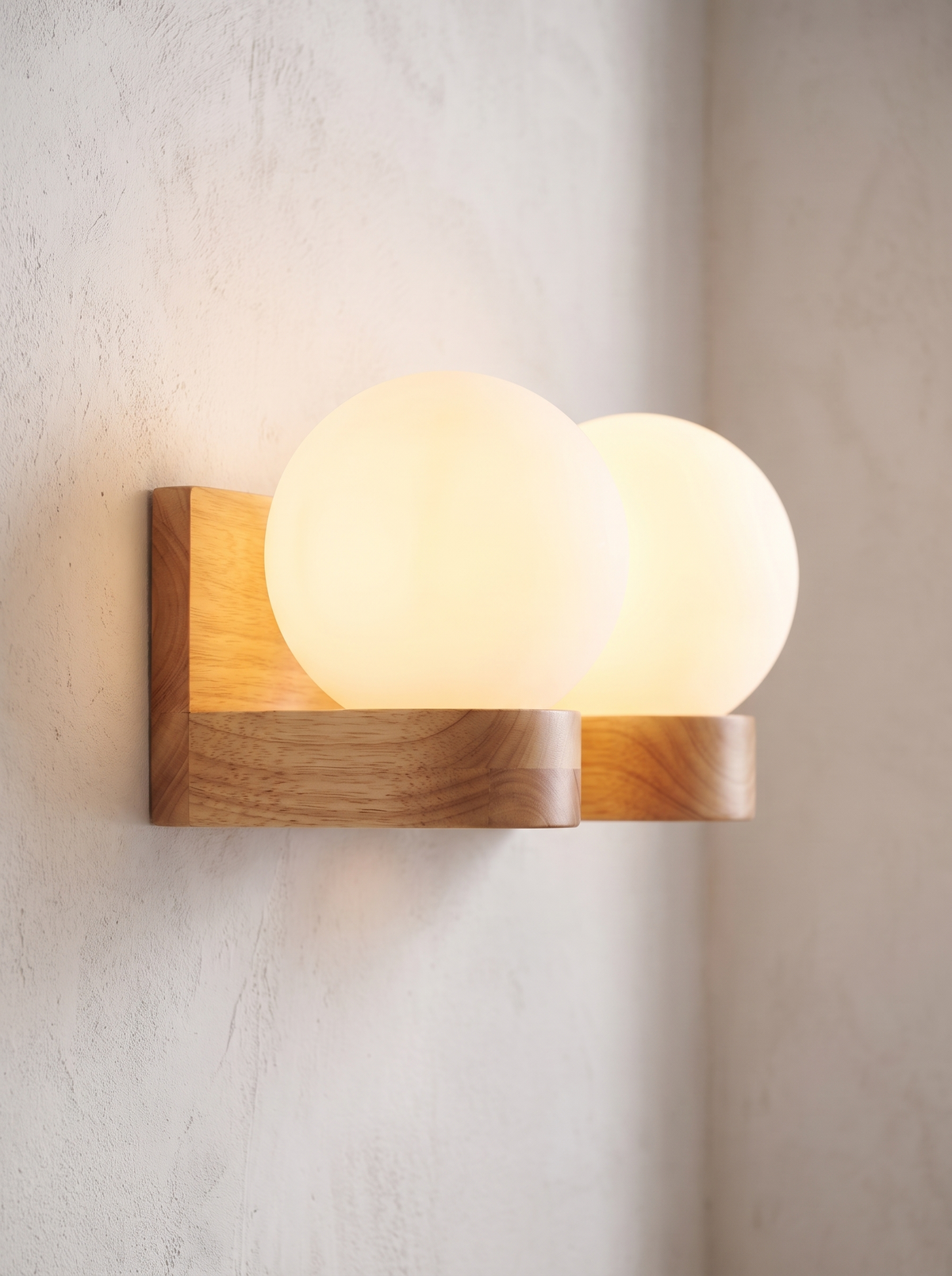 Adelphine wall sconce close up, Turned From Real Timber