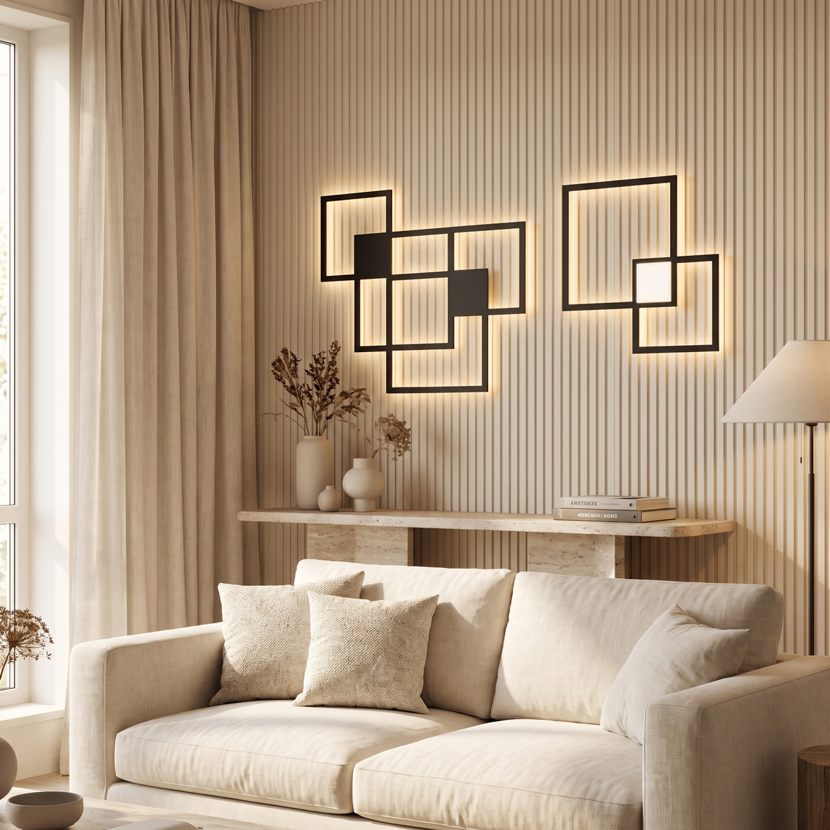 Grisaille Minimalist Square Aluminum Alloy LED Wall Sconce with Remote Dimming
