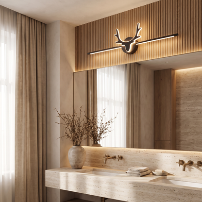 Linselle Scandinavian Black Iron LED Vanity Light Dimmable Deer Motif for Bathroom Mirror