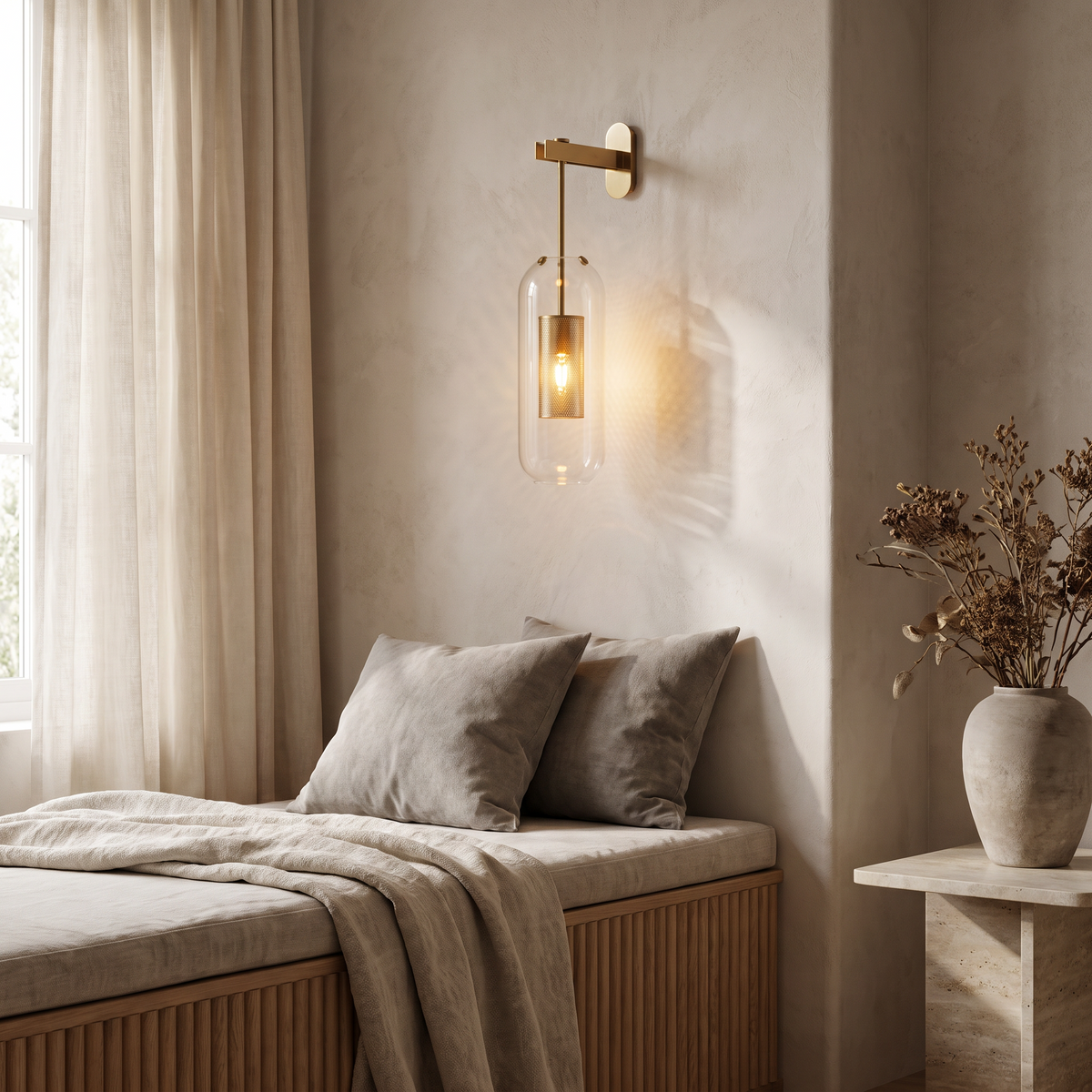 Kestrelle Scandinavian Gold Stainless Steel Cylinder Wall Sconce for Bedroom Reading Light