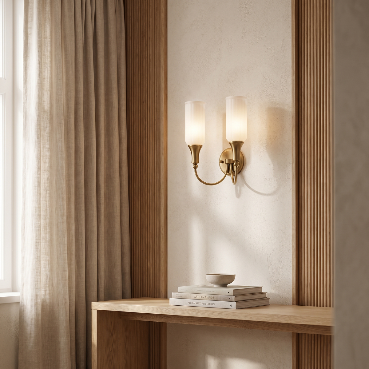Doveraine Vintage Gold Brass Glass Wall Sconce with Warm Hallway and Bedroom Glow