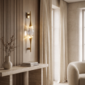 Gravelle Art Deco Brass Waterdrop Crystal Wall Sconce for Hallway and Entryway Lighting