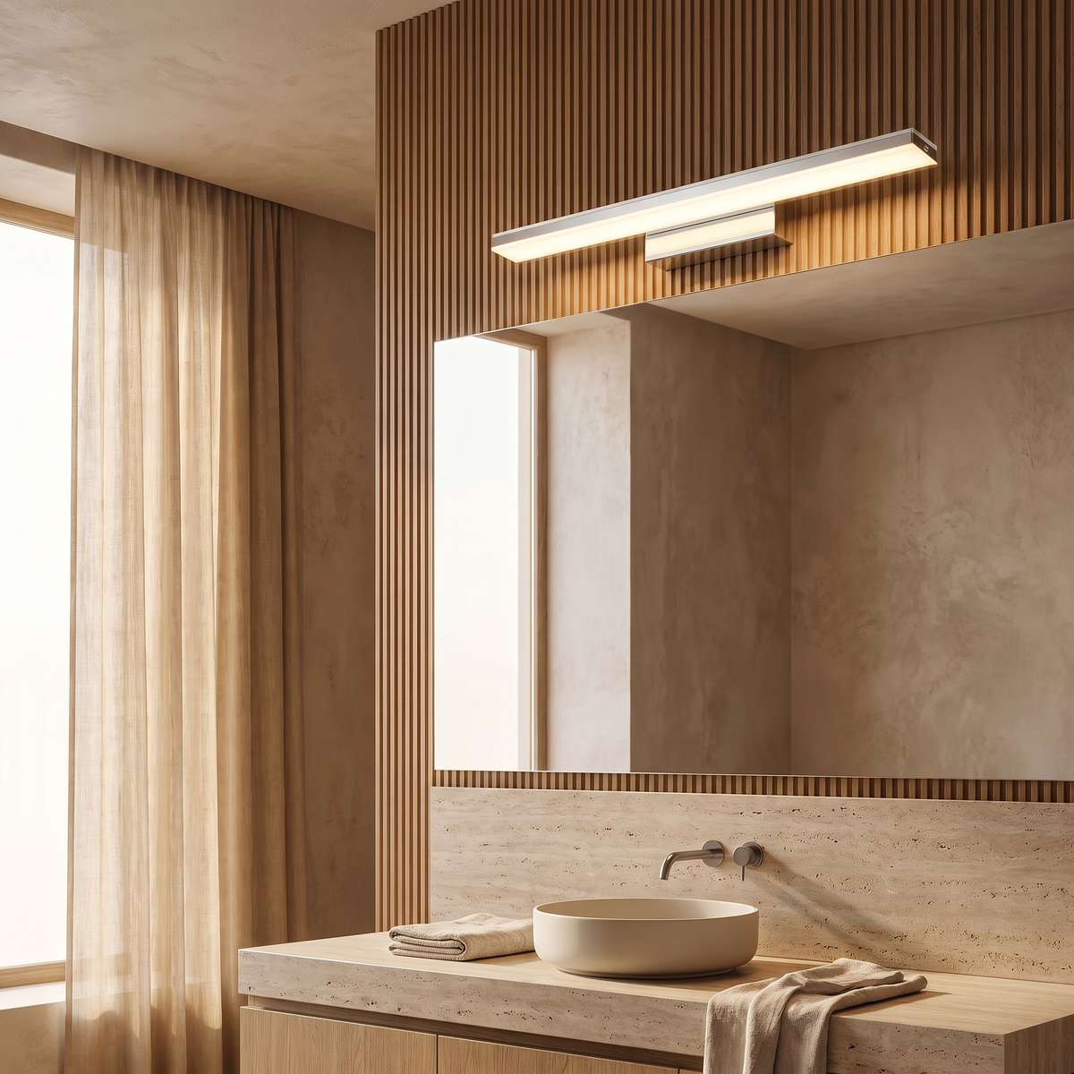Nivelle Minimalist Stainless Steel Anti-Fog LED Vanity Light for Bathroom Mirror