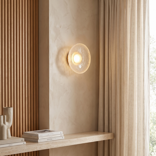 Solveine Minimalist Clear Resin Disc LED Wall Sconce for Hallway Accent Lighting