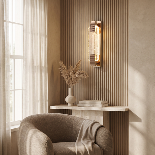 Vallonne European Gold Bubble Crystal LED Wall Sconce for Bedside Reading